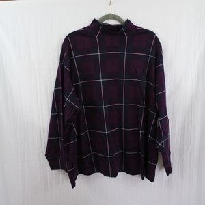 Lands' End Long Sleeve Plaid Turtle Neck 3X
